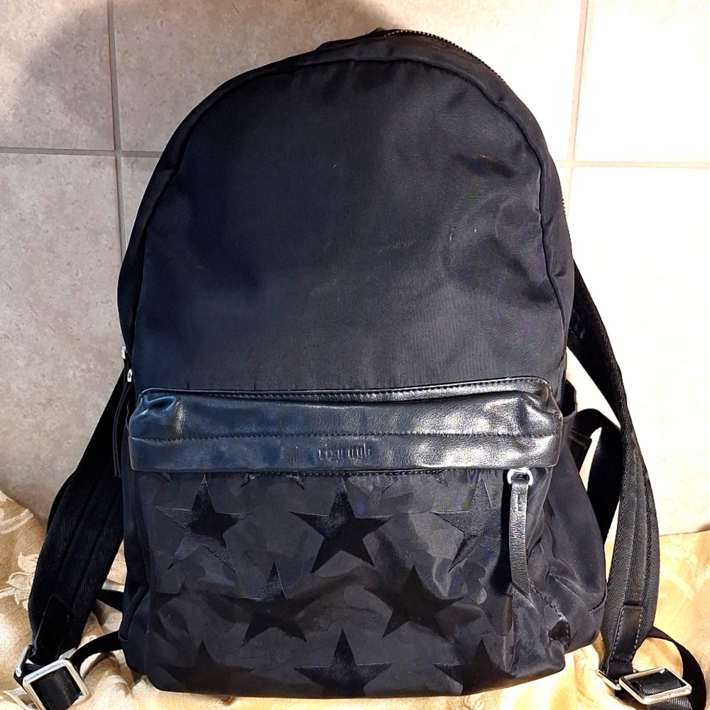 Cisy Uyk Black Backpack Nylon With Leather Trim